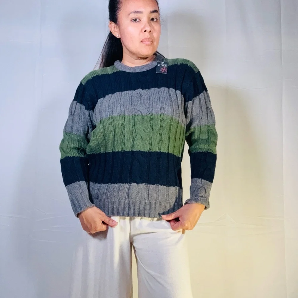 The Children's Place Navy and Olive Crewneck Sweater - Picture 4 of 8